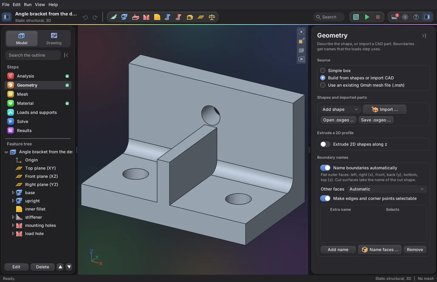 Design workspace, dark theme
