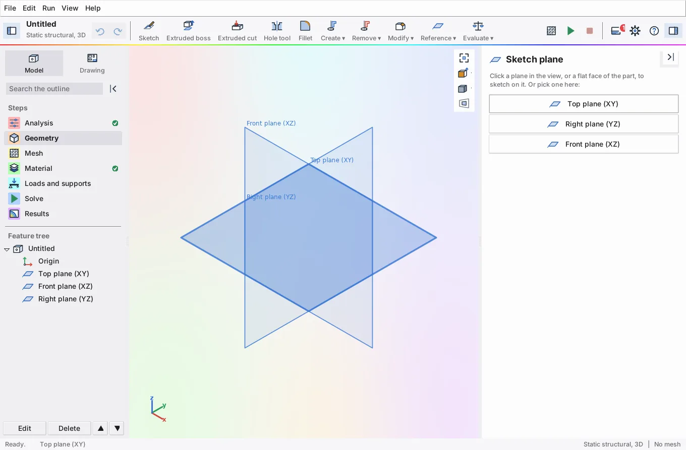 Choosing a sketch plane